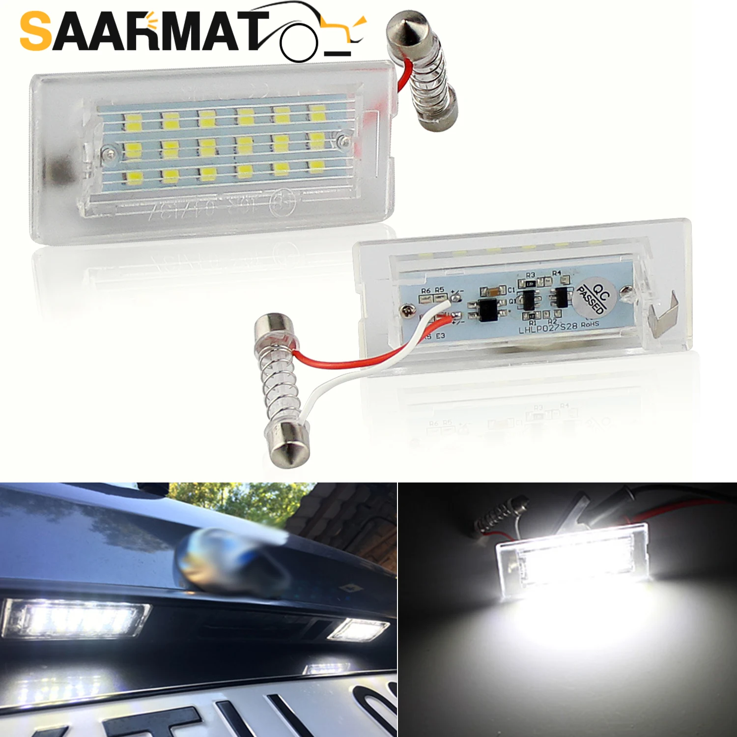 2PCS For BMW X3 E83 03-10 X5 E53 Canbus LED License Number Plate Lights Error Free Canbus White Lamps 2001-2006 OEM# 51137062293