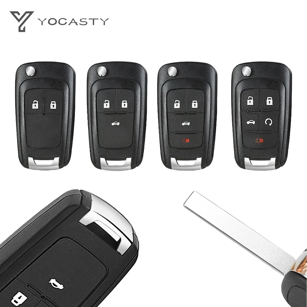 YOCASTY Remote Flip Key Shell สําหรับ Chevrolet Cruze Lova Camaro Impala Spark Opel เปลี่ยนรถเชลล์ 2 3 4 5 ปุ่ม