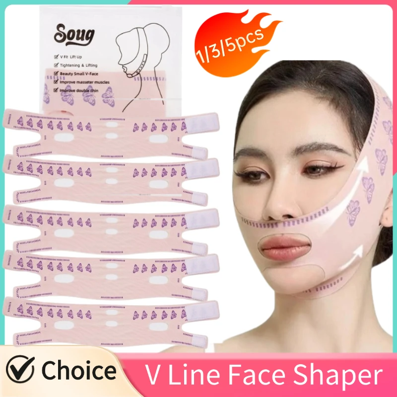 الوجه التخسيس ضمادة الخامس خط الوجه المشكل مزدوجة الذقن المخفض الذقن الخد التخسيس ضمادة الخامس المشكل المضادة للتجاعيد حزام 1/2/3/5 قطعة #1