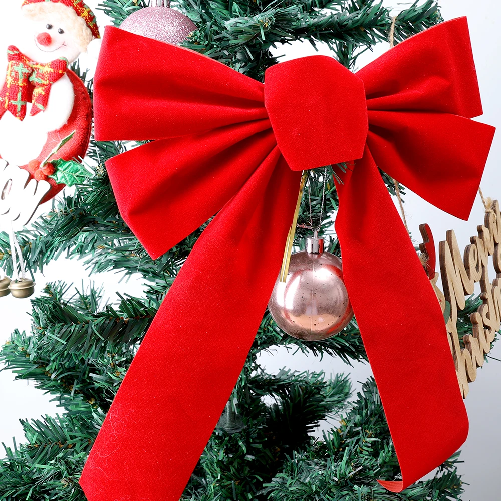 Grande fiocco di Natale Fiocco di velluto rosso Decorazione per albero di Natale Fiocchi di ghirlanda per porta Decorazione per festa di Natale di