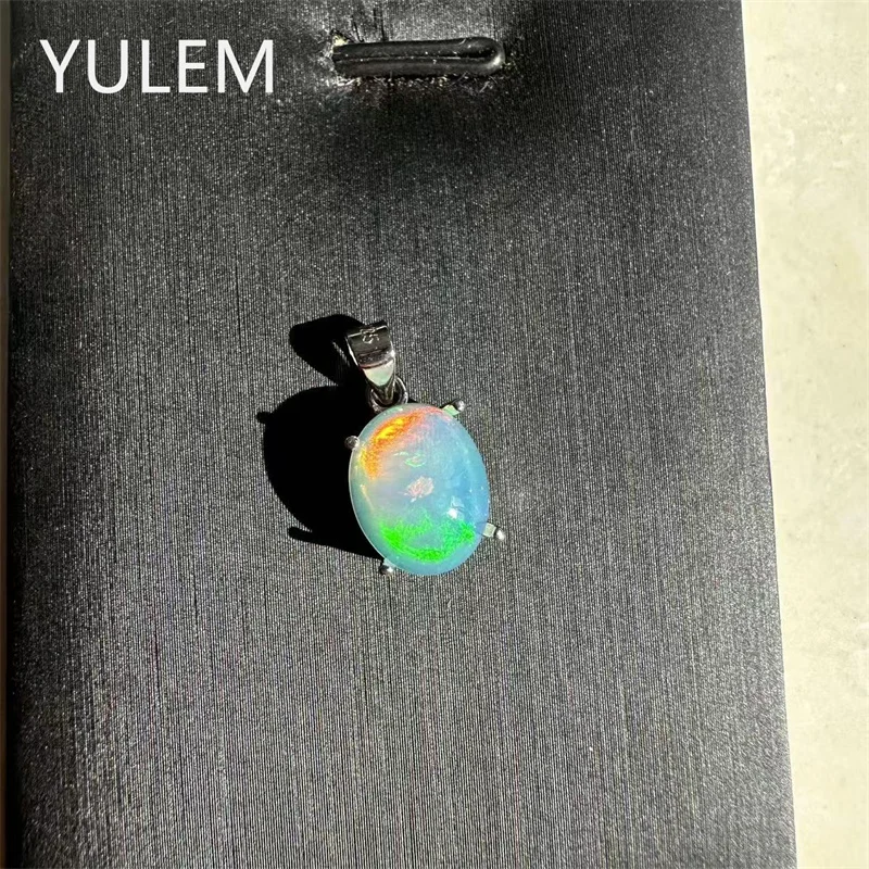 YULEM 925 Silver Natural 8x10mm Oval Opal Pendant  Color Play Gemstone Women Necklace Pendant Elegant Fine Jewelry