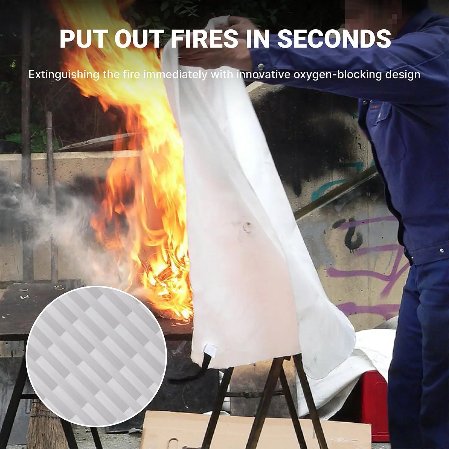 1pcs Fire Blanket Fiberglass Fire Emergency Blanket Suppression Blanket Flame Retardant Blanket Emergency Survival Safety Cover