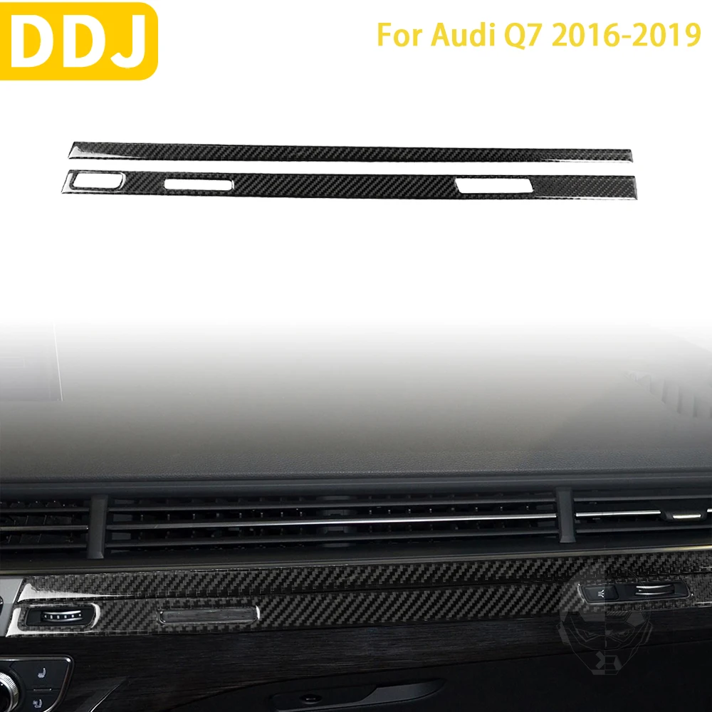 

For Audi Q7 2016 2017 2018 2019 Accessories Carbon Fiber Car Interior Front Passenger Instrument Panel Trim Sticker Decoration