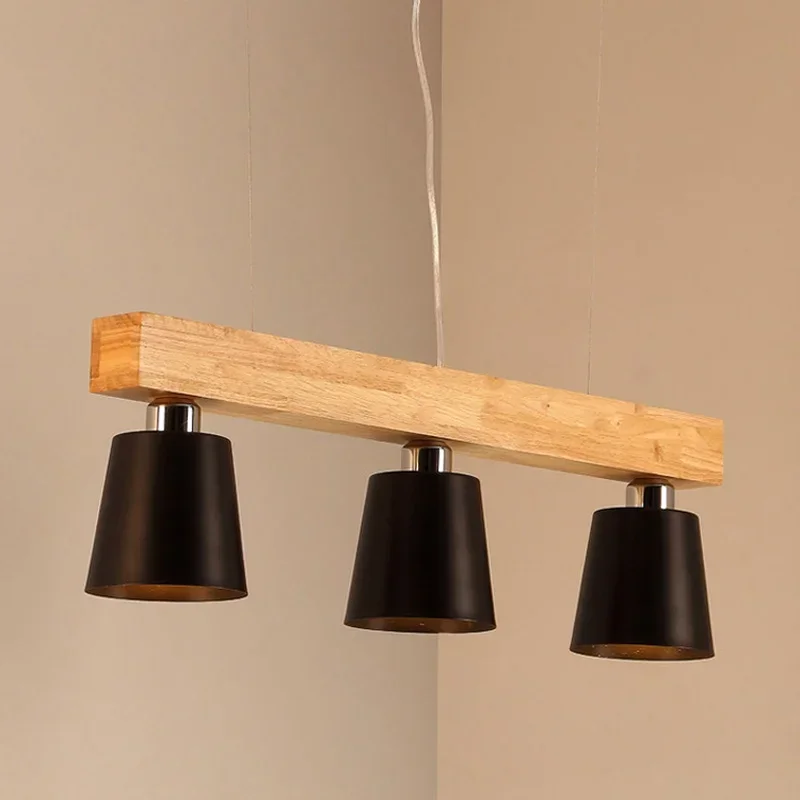 Nordic Creative Solid Wood Pendant Light Modern Pendant Lamp for Dining Living Room Kitchen Bar Cafe Japanese Style Hanging Lamp