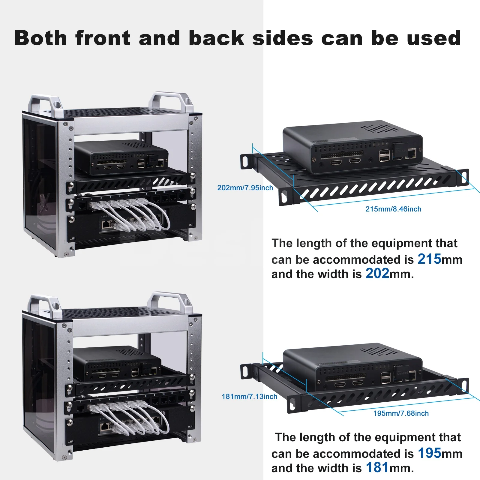 DeskPi RackMate 10-inch 0.5U Heavy Duty Rack Shelf for T0/T1 Server Cabinet