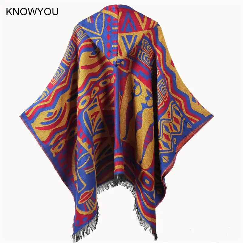 

Tassel Cloak Men Warm Pashmin Autumn Winter New Ponchos Echarpes Artificial Cashmere Print Blanket Jacket Loose Shawl Coat