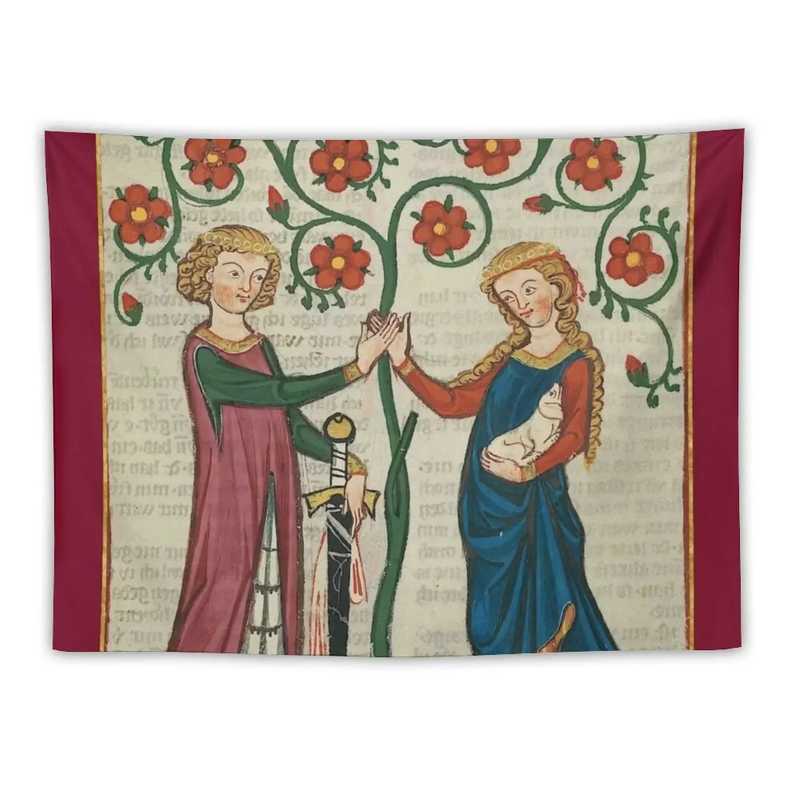 Lovers Beneath The Tree Medieval Illumination Tapestry House Decorations Room Decorator Home Decorators Room Decor Cute Tapestry