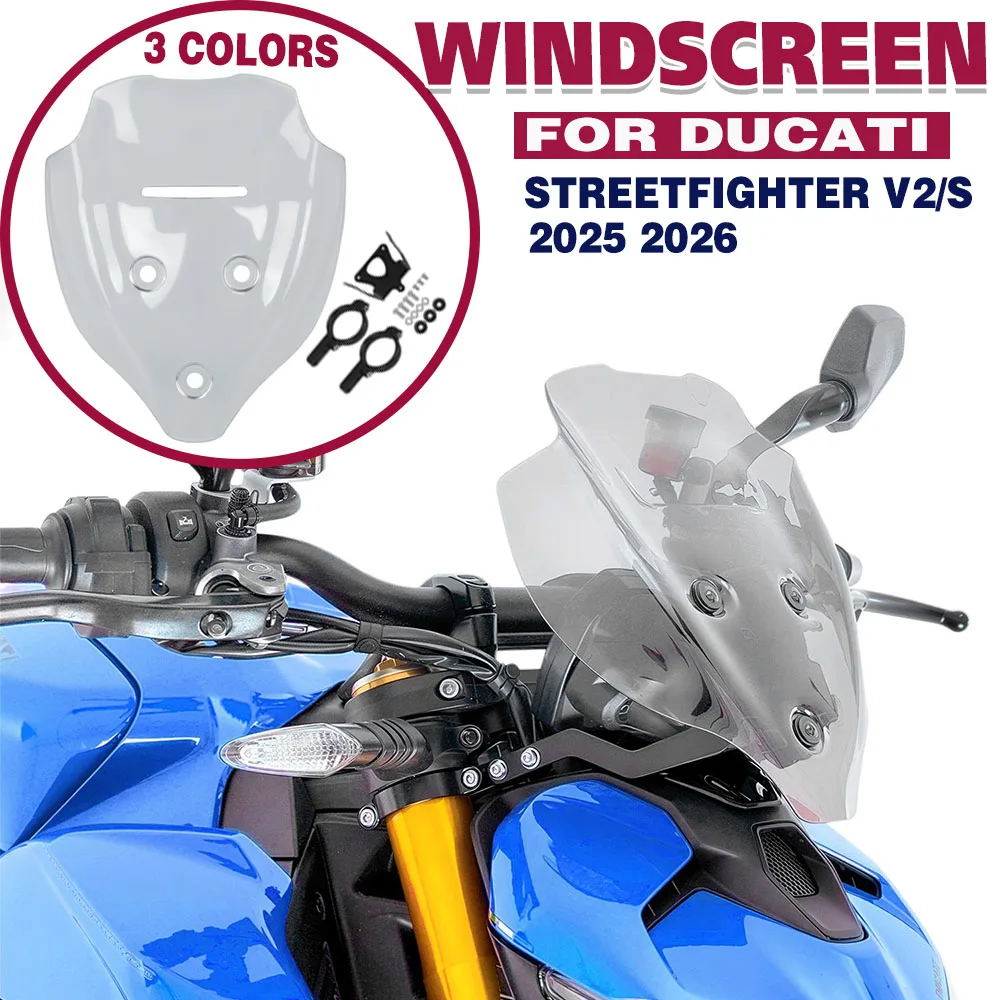 

Для Ducati Streetfighter V2 V2/S 2025 2026, передний спортивный козырек на лобовое стекло, ветровой дефлектор, спойлер на лобовое стекло, двойной пузырьковый экран
