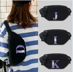 Chest Bag Travel Waist Bags Unisex Purple Flower Series Printing Lightweight Leisure Sports Banana Bags Canvas Fanny Pack 2024