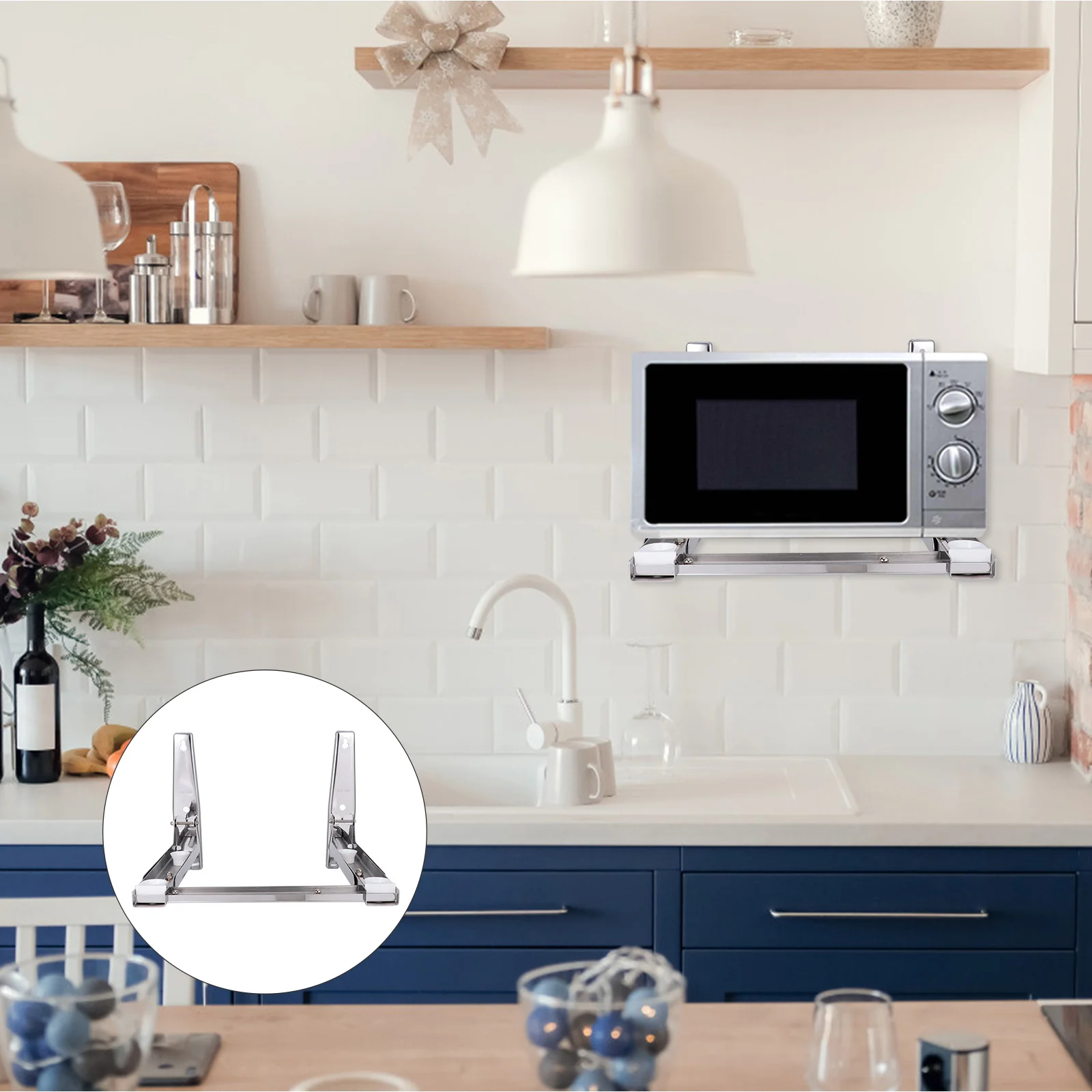 

Microwave Holder Wall-Mounted Stainless Steel Telescopic Foldable Retractable Oven Rack Kitchen Storage Shelf Foldable Oven Rack