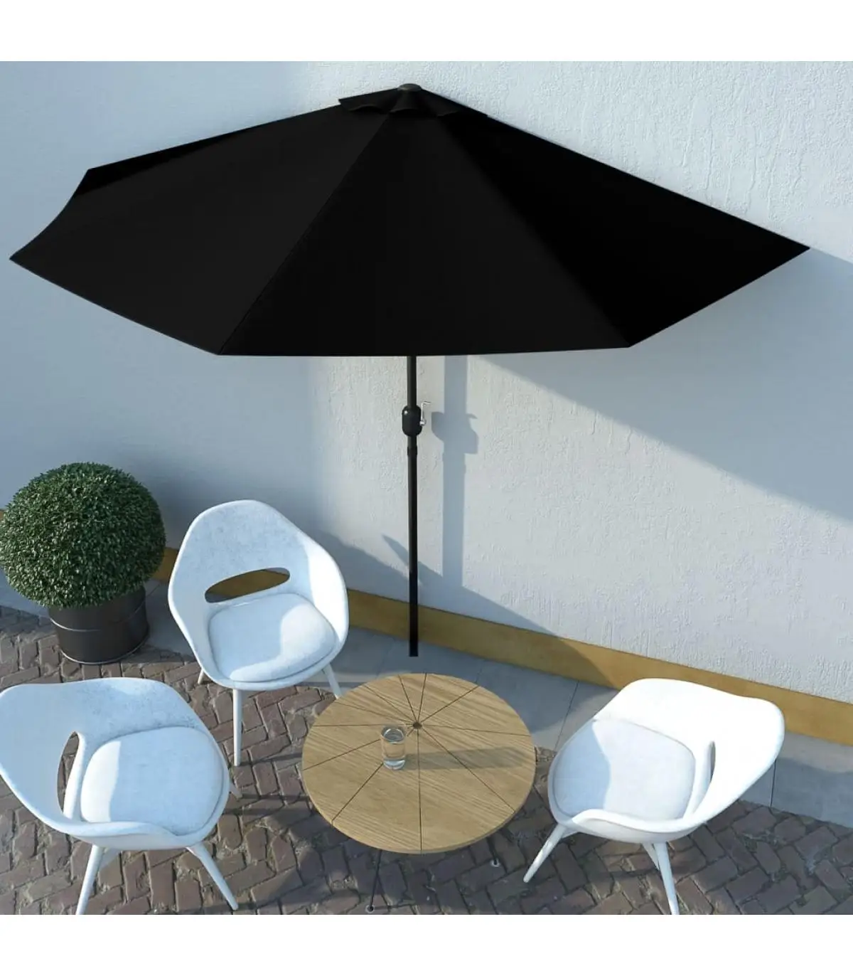 Umbrellas balcony semicircular stick aluminum black 300x150x253cm