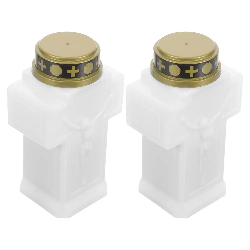 2Pcs Electronic Flameless Operated Light for Grave Cemetery Outdoor Garden Decorative Lights for Memory