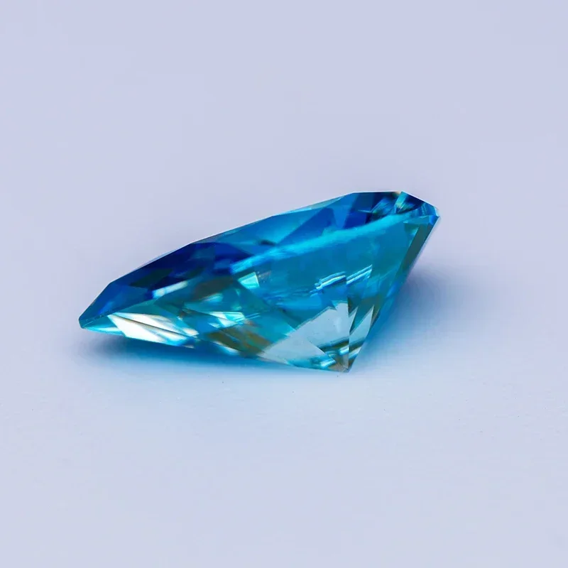 Moissanite Stone Pear Cut Aquamarine Colour Lab Created Heat Diamond Advanced Jewelry Making Materials with GRA Certificate