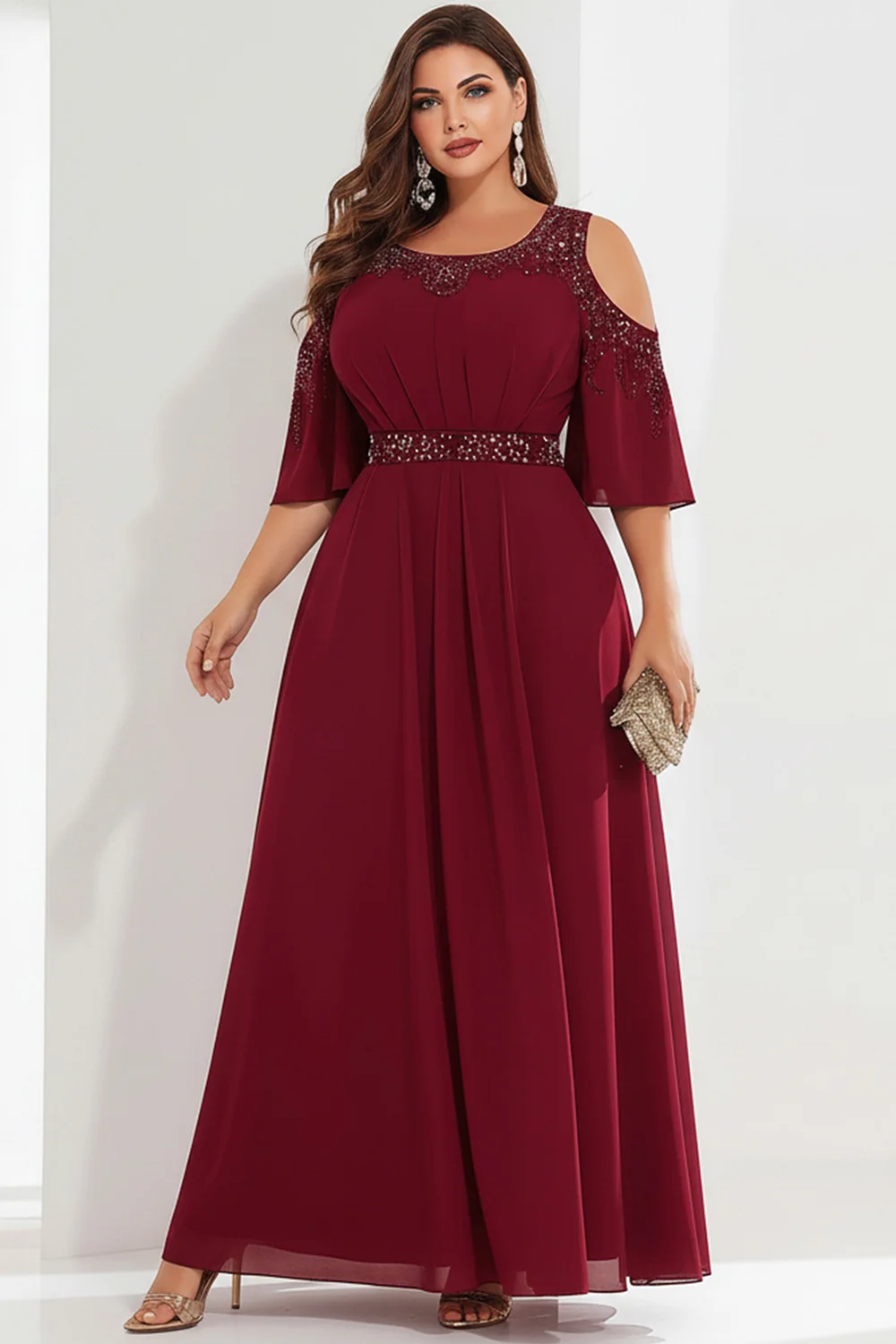 

Flycurvy Большие размеры Повседневное персидское сливовое атласное платье с запахом и короткими рукавами длиной до чая