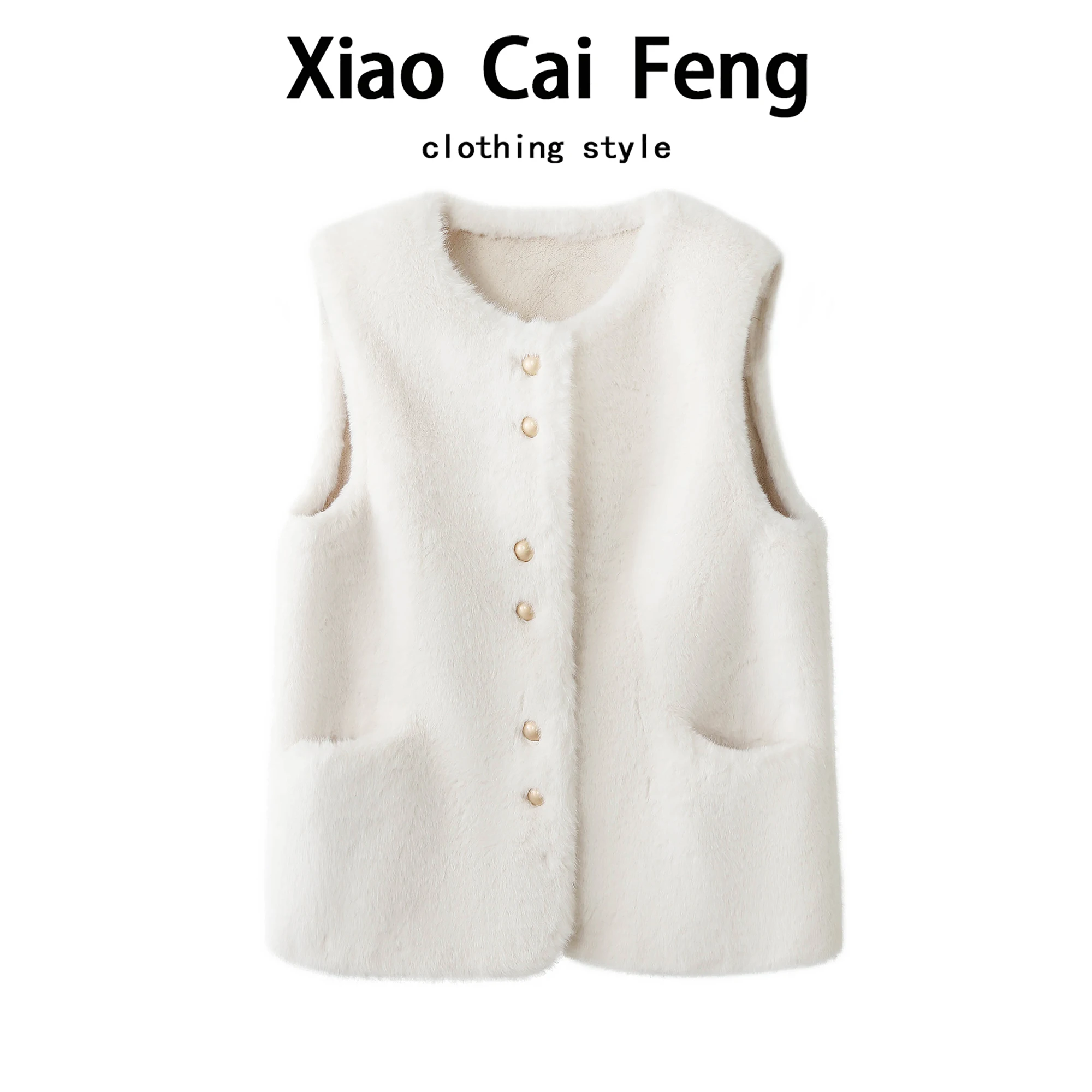   Chaleco de visón sintético para mujer, abrigo cálido con forro de piel y cuero, Dreng Poem Faion, otoño e invierno