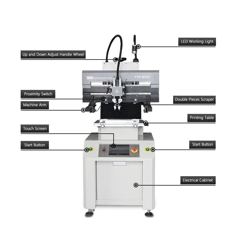 PTR-B500 High Precision Semi Auto Stencil Prr SMT PCB Semi Automatic Paste Printing  SMT Manual Prr Solder Paste