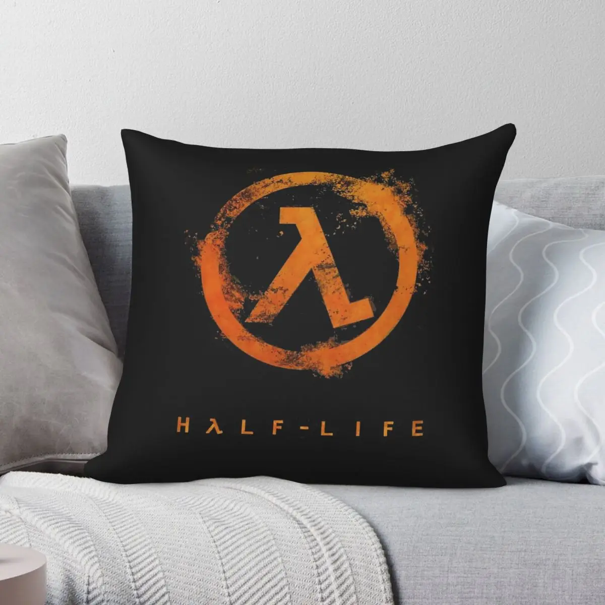 Half Life Lambda Logo Pillowcase Polyester Linen Velvet Creative Zip Decorative Home Cushion Cover