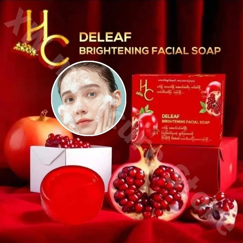 Thai Red Pomegranate Moisturizing and Moisturizing Soothe Acne Skin Brightening and Clearing Melanin Dull Cleansing Soap 60g