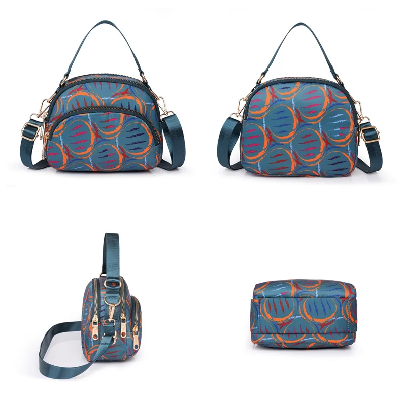 Women's Versatile Crossbody Bags Waterproof Nylon Cloth Multilayer Female Light Handbags Ladies Fashion Printing Shoulder Bags