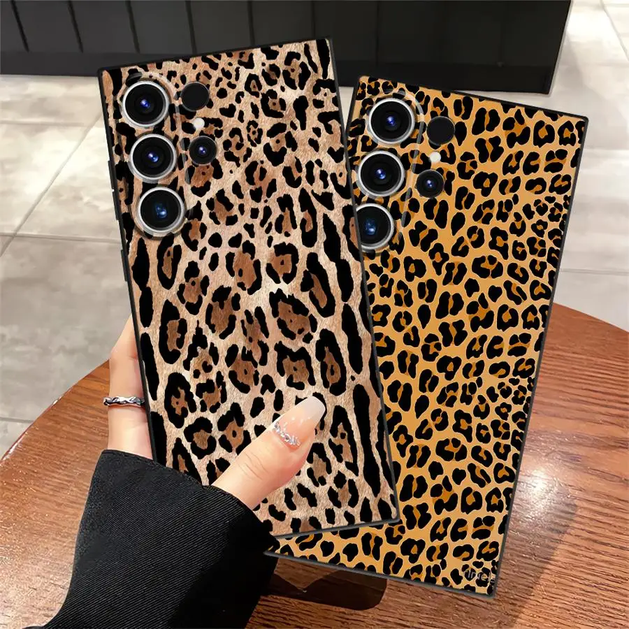 

Коричневый чехол с леопардовым принтом для Samsung Galaxy S24 Plus S25 Edge S23 Ultra S21 FE S20, черный мягкий чехол для телефона