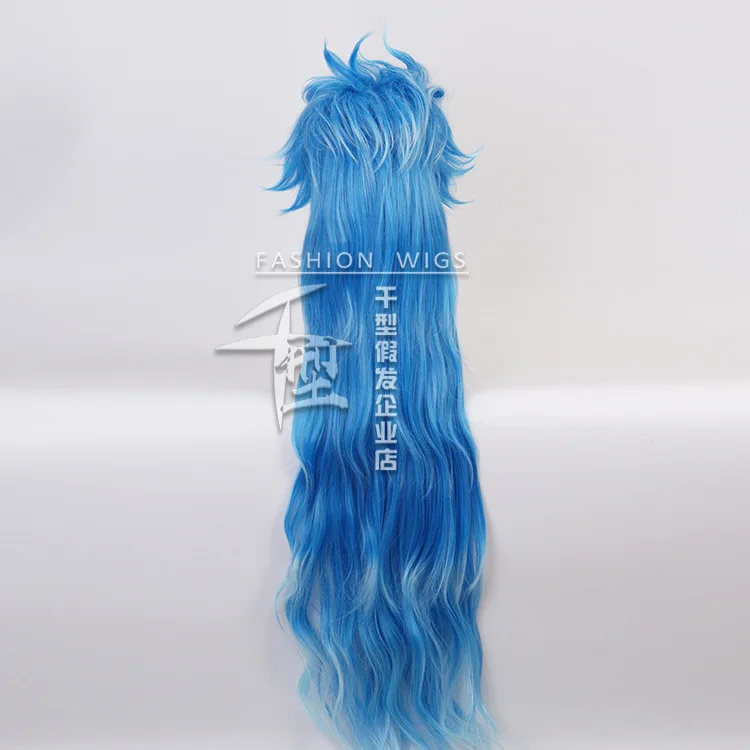 Twisted Wonderland Idia Shroud Cosplay Long Blue Curly Wig Cosplay Anime Cosplay Heat Resistant Synthetic Wigs Halloween Party