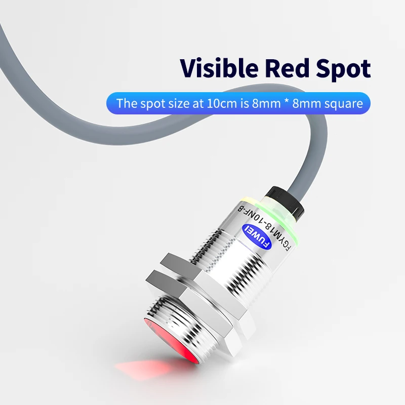 FGYM18-10NF-B Circular Photoelectric Sensor Switch Sensor Red Light Eye Ranging10cm Background Suppression Diffuse Reflection