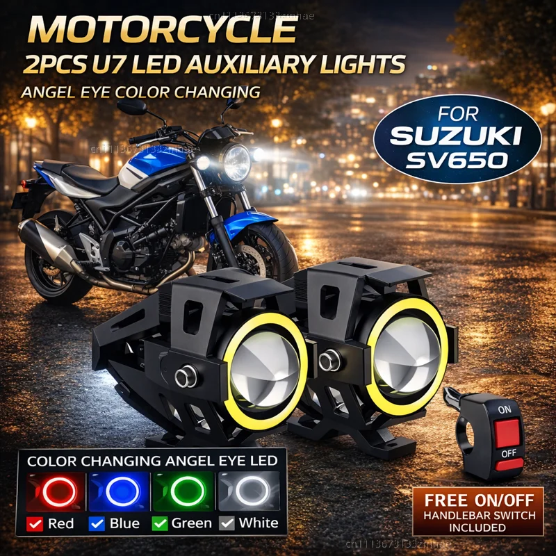 

Waterproof Motorcycle LED Headlight 3000LMW U7 Motorbike LED Driving Fog Spot Light with Switch For SUZUKI SV650 sv 650