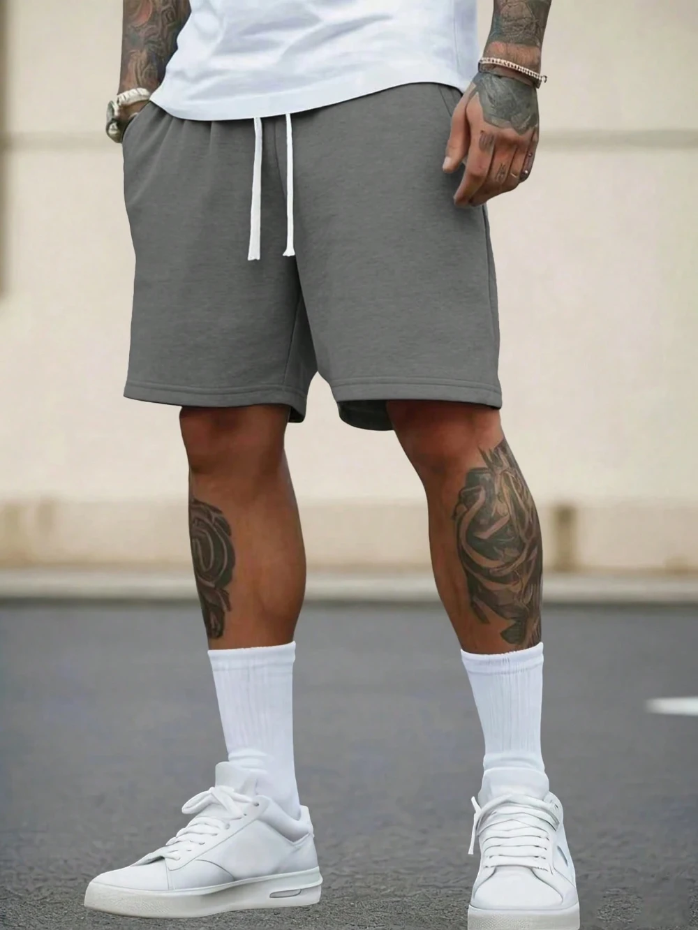 Men's Summer Dark Gray Solid Color Shorts Casual Sports Pants Loose-fitting Fashion Sports Pants  gym shorts men