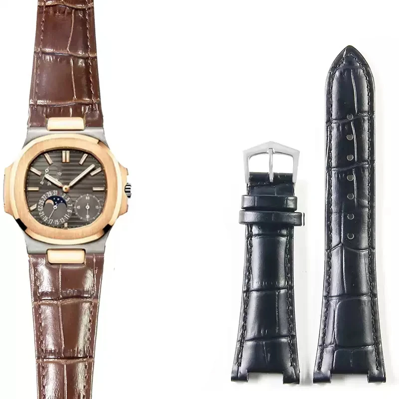 

Genuine Leather 25-13mm Watch Band For Patek Philippe 5711 5712G Nautilus Watchs Men Women Concave convex mouth Watch Strap