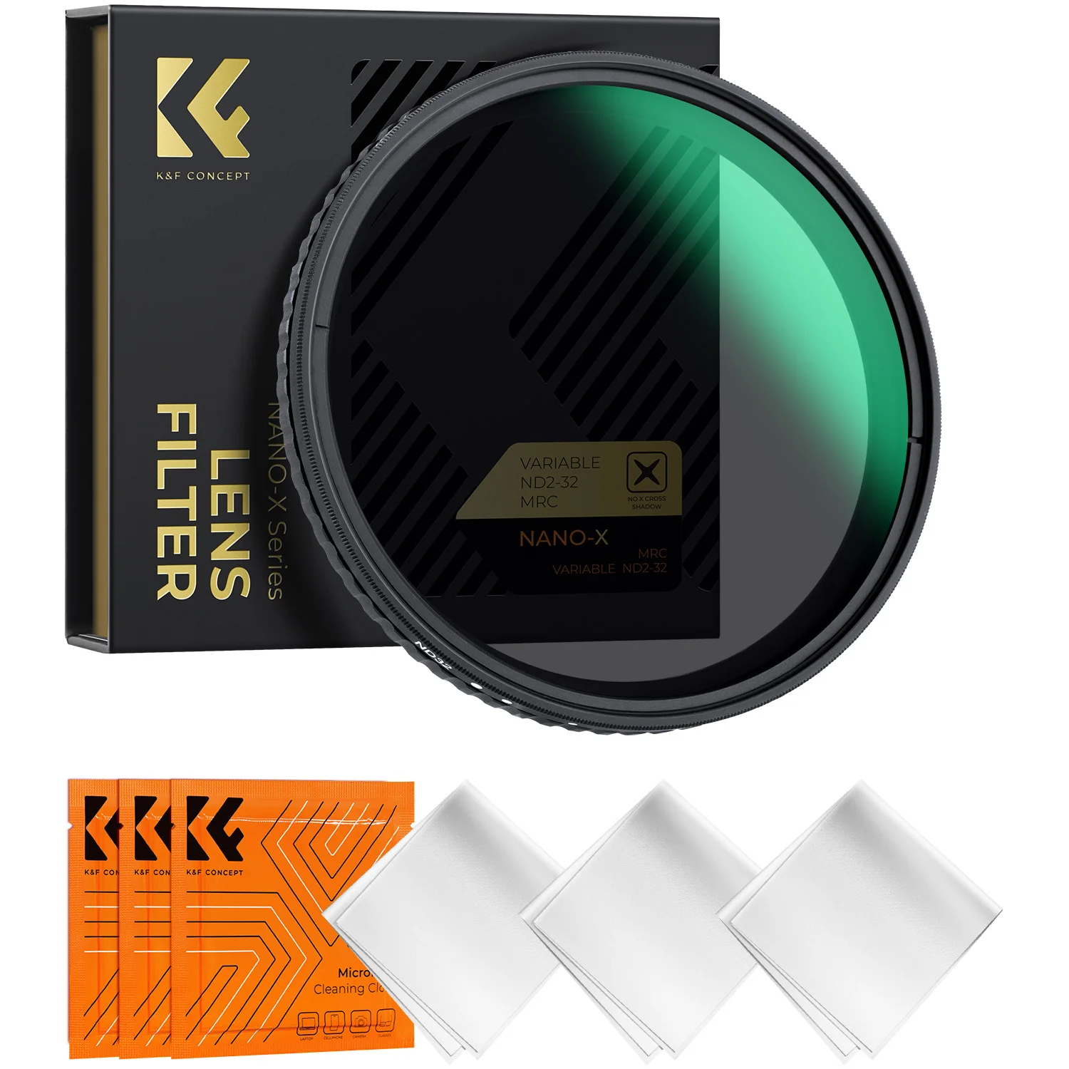 Filtr ND zmiennoprzejrzystości K&F CONCEPT Nano-X ND2-32, z 3 ściereczkami do czyszczenia, do obiektywów aparatów fotograficznych o średnicy 37 mm-95 mm — zdjęcie produktu 7