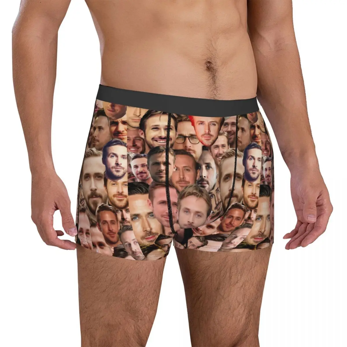 RYAN GOSLING Underwear Head Picture Collage Pattern Customs Boxer Shorts Quality Men\'s Underpants Classic Shorts Briefs Gift