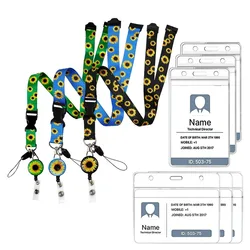 1pc Sunflower Lanyard Id Badge Holder Keychain ID Card Pass Gym Mobile Badge Holder Key Holder Key Rings