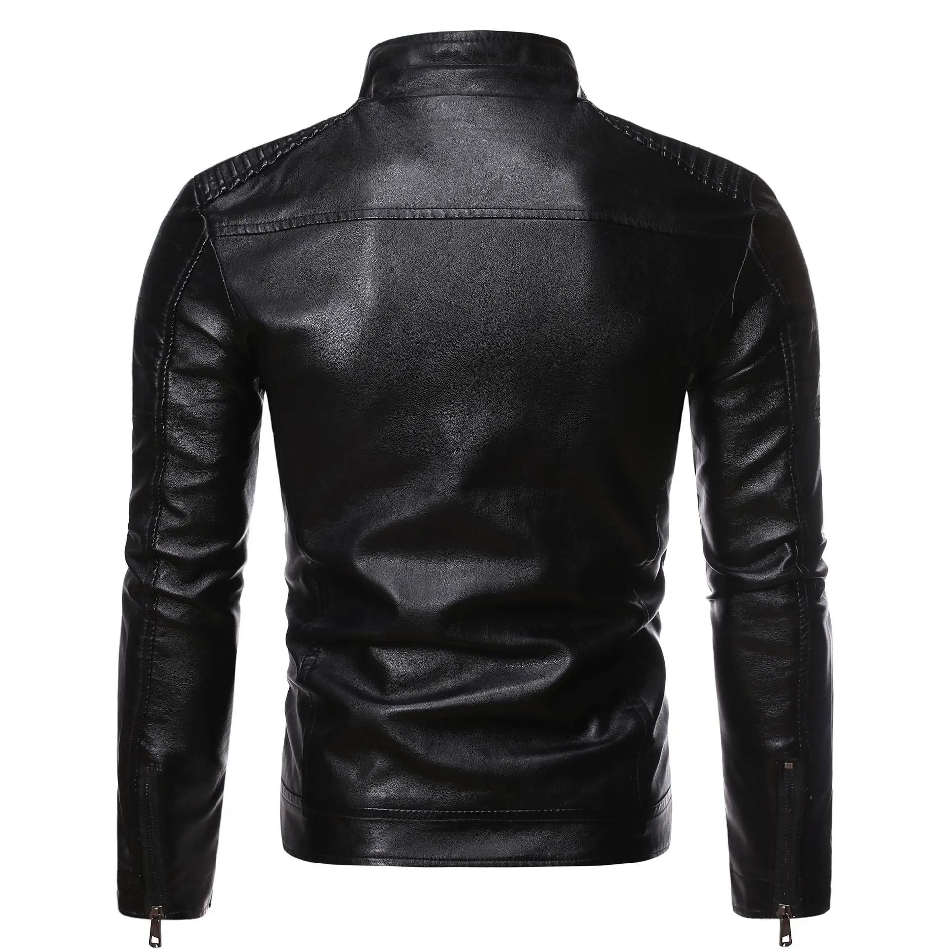 2023 New Autumn Men Causal Vintage Leather Jacket Coat Men Spring Outfit Design Motor Biker Pocket Pu Leather Jacket Men M-4Xl