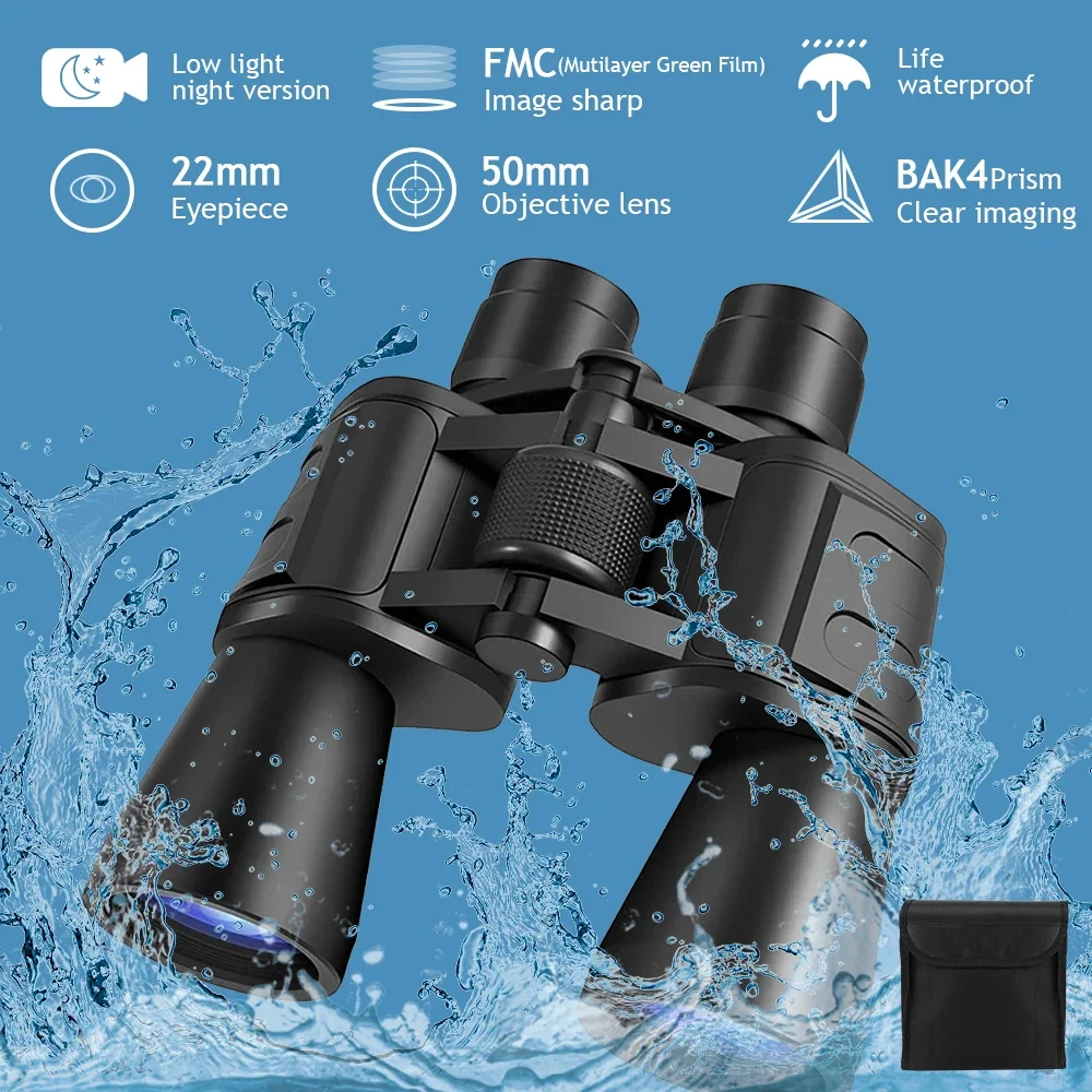 

180x100 Zoom Binoculars Professional BAK4-Prism Powerful Binoculars Day Night Vision Long Range Outdoor Waterproof Telescope