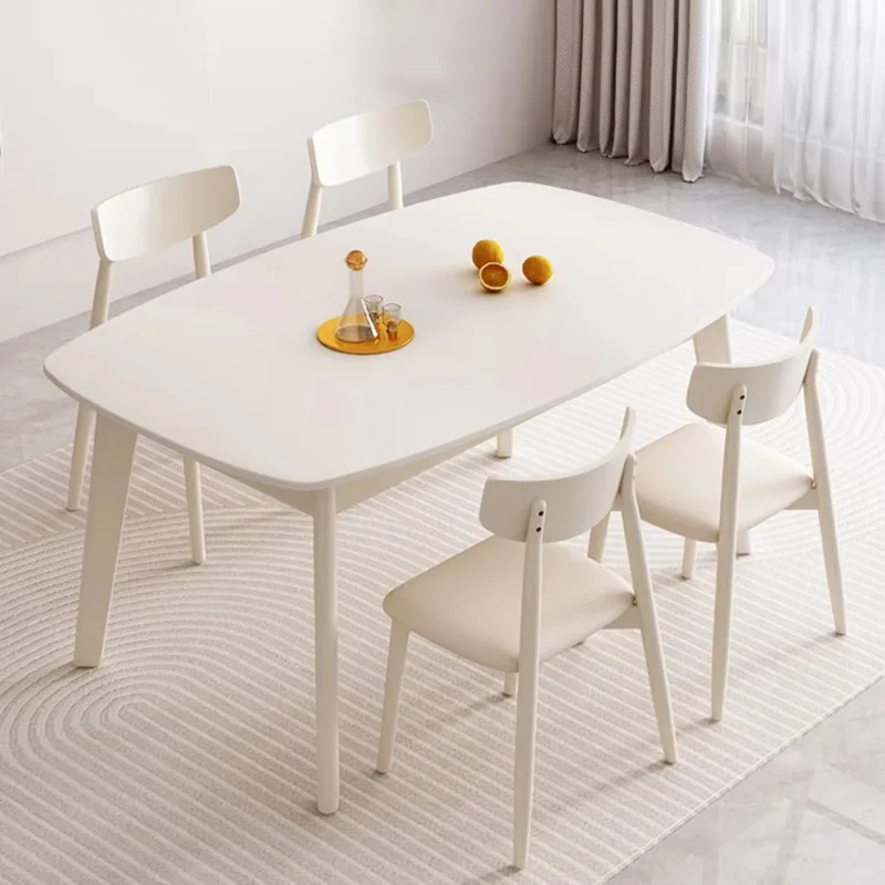 Apartment Modern Dining Table Set Hot Sale Cream White Dining Table With Sintered Stone Top Latest Designer Cheap Dining Table