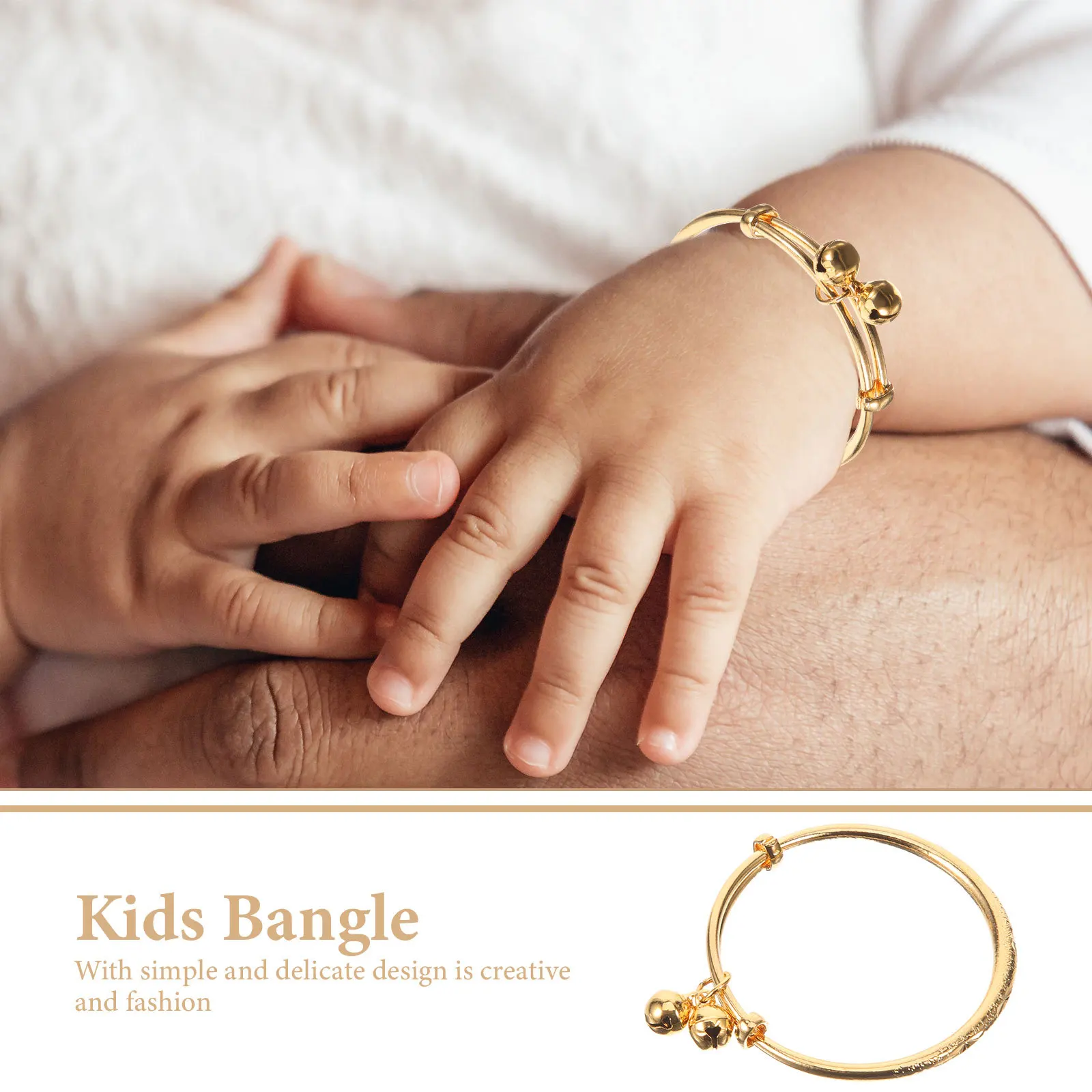 

1pc Imitation Gold Bracelet 50Mm Inner Diameter Simple Delicate Design Full Moon Blessings Bangle For