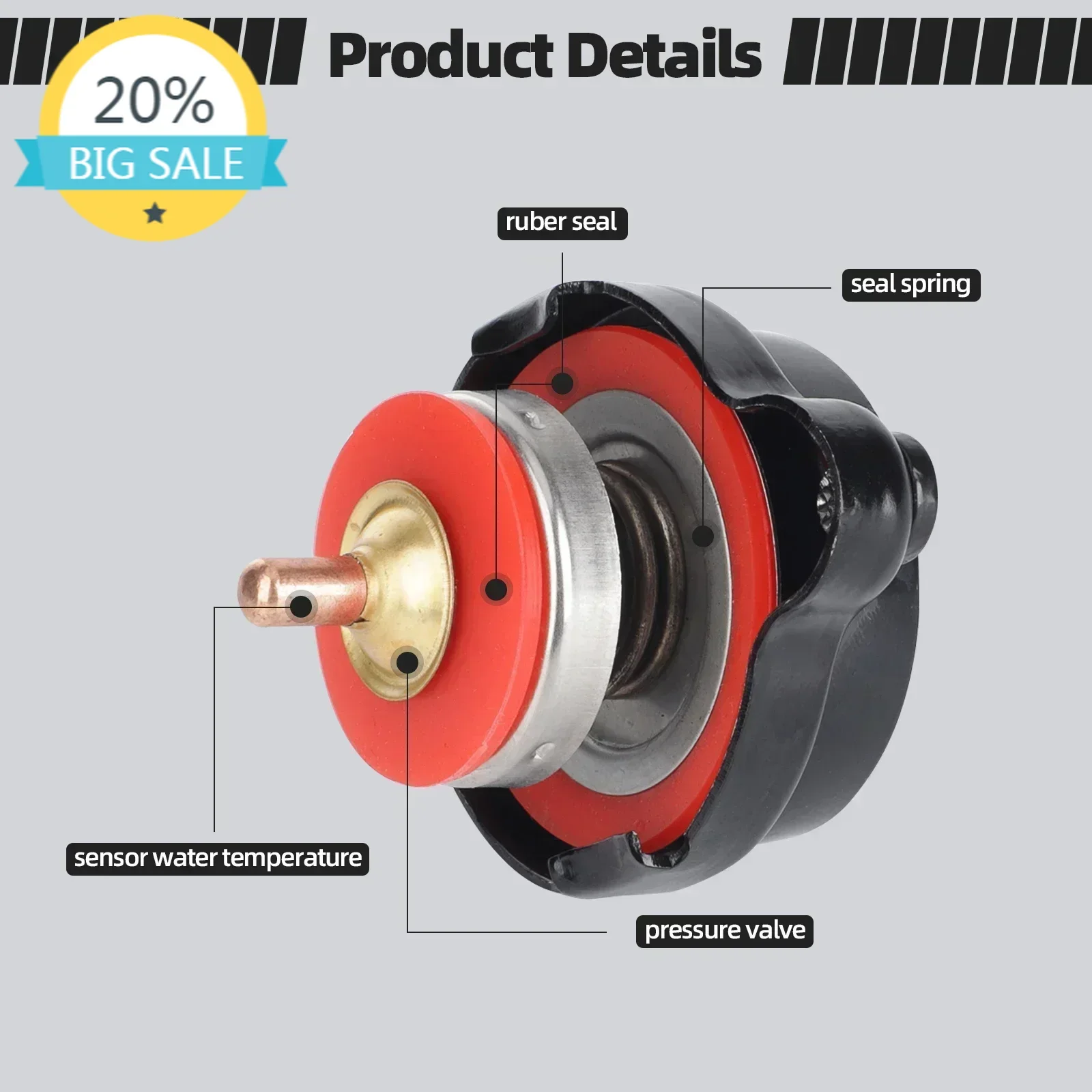 

1.8 Bar High Pressure Radiator Cap 25.6Psi With Temperature Gauge For Honda Yamaha Kawasaki Suzuki Polaris Ranger Motorcycle ATV