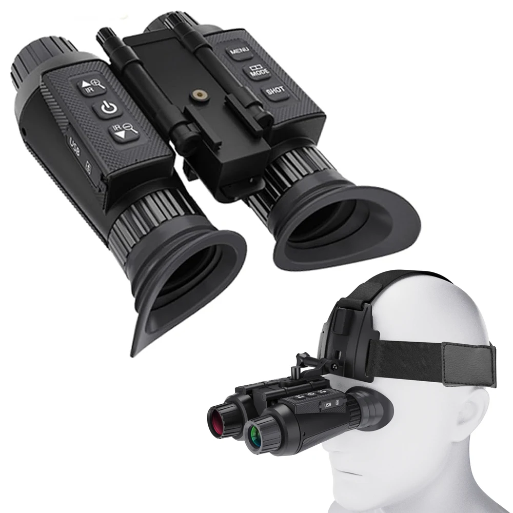 Tactical Night Vision Binoculars 4K 3D Visual Digital Infrared Night Vision Goggles with Head Strap Outdoor Hunting Telescope