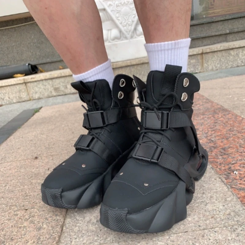 Thick-soled Height-increasing Boots for Men Autumn New Breathable Casual Men's High-top Sneakers Trend Designer Men Ankle Boots