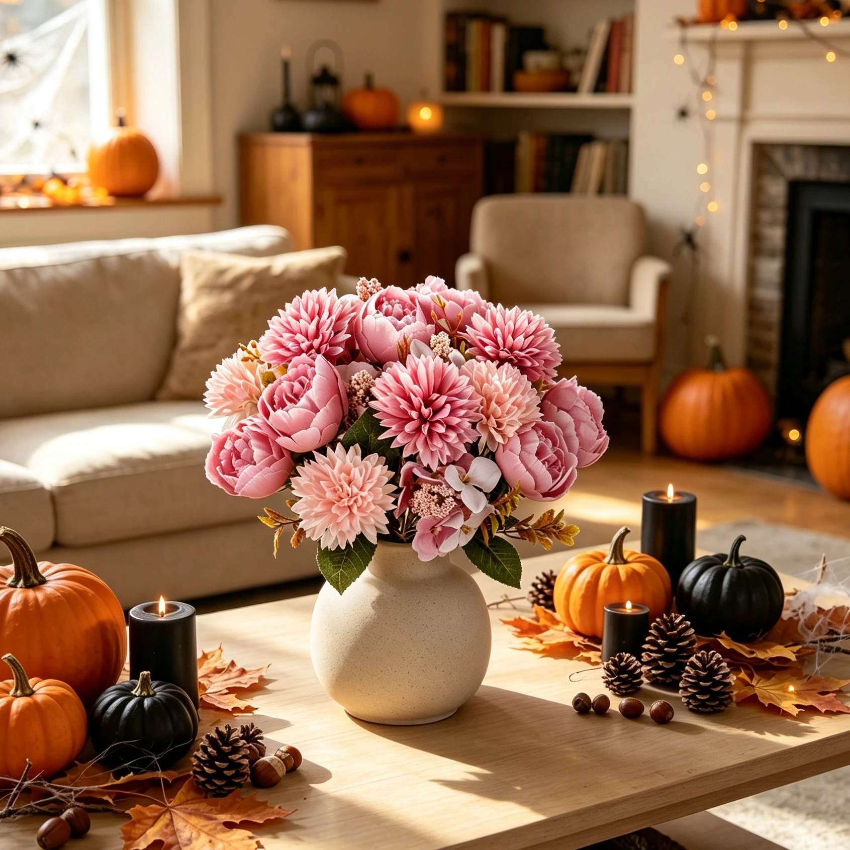 3 Stück Künstliche Blumen Seidenkugel Chrysanthemen Rose Heimdekoration Hochzeit Brautstrauß Herbstdekoration Outdoor Garten Vasen DIY Geschenke – Detail 6