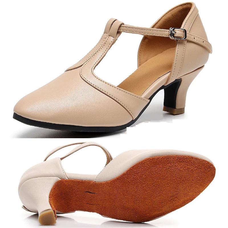 

Женская нескользящая обувь для латинских бальных танцев с Т-образным ремешком для взрослых, латино, танго, социального танца с мягкой стелькой и удобной подкладкой