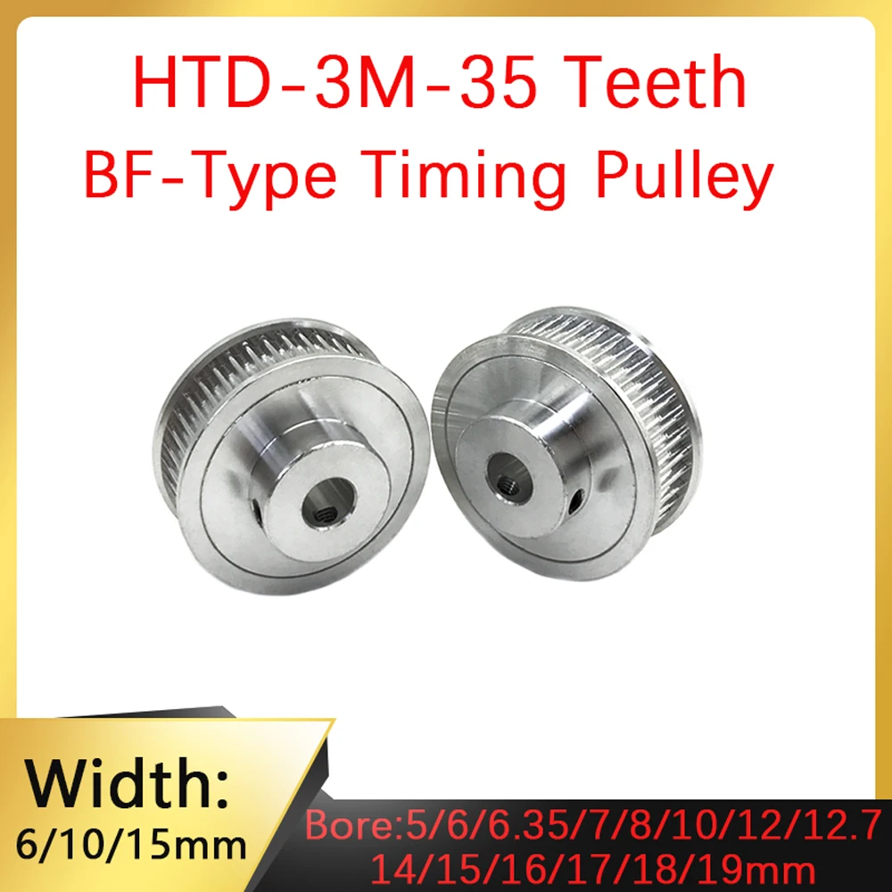 

HTD3M Synchronous Pulley With 35 Teeth BF Type Aperture 5mm to 19mm Wide 6/10/15mm 35T 3M Pulley With 3mm Pitch for 3D Printers