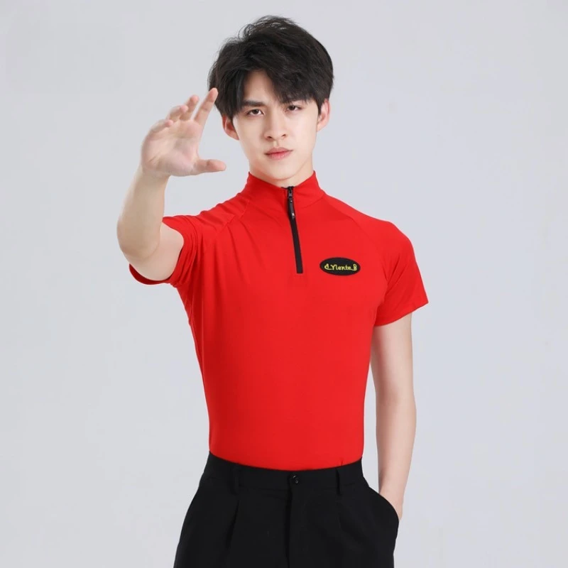 Abbigliamento da ballo estivo Nuovo top latino per adulti Linea da uomo Concorso di danza Costume da sala Valzer Tango Abbigliamento da allenamento professionale