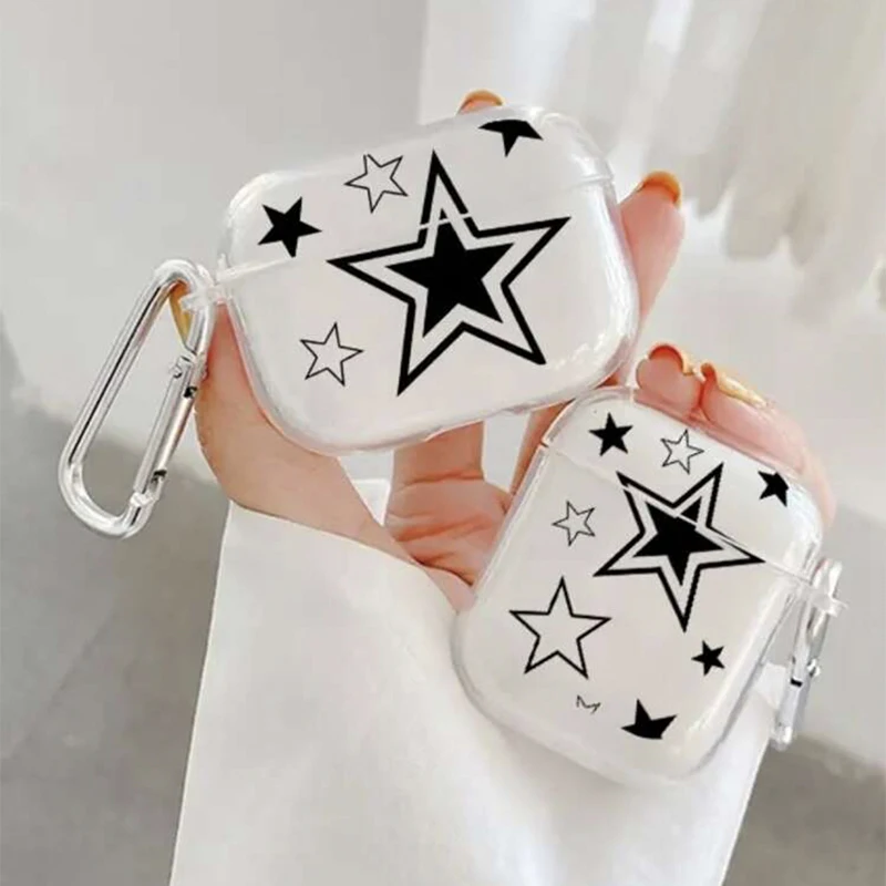 

INS Korea Cute STAR Transparent Case For AirPods 3 Pro 2 1 Earphone Case Stylish Soft Silicone Protective Cover Funda