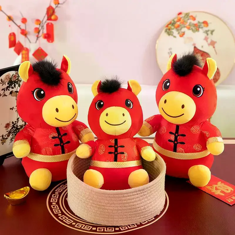 

1 шт. уютный мешок для денег, кукла-лошадь, яркие милые настольные домашние животные, 2026 новогодний талисман, красная маленькая лошадь, плюшевые игрушки, праздничный подарок