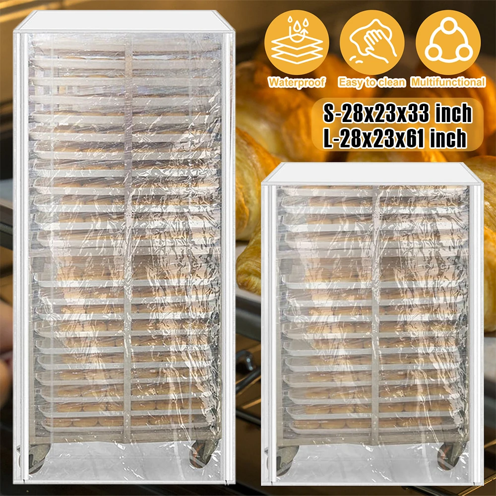 

Clear Bun Pan Rack Cover PVC Dust Proof Waterproof Pan Sheet Rack Cover with Zipper Versatile Bakers Rack Cover for Coffee Shop