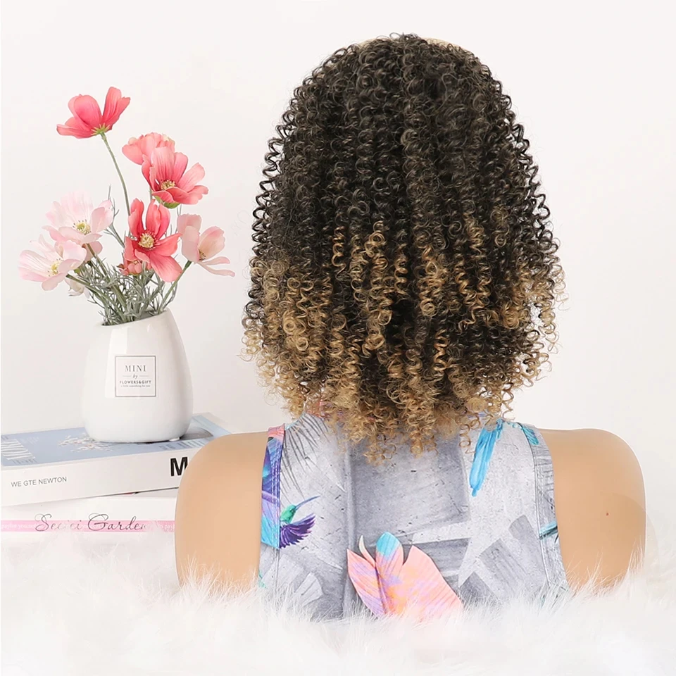 Synthetic Afro Puff Kinky Curly Drawstring Ponytail Extension for Women Short Hairpieces Updo Hair Extensions with Two Clips