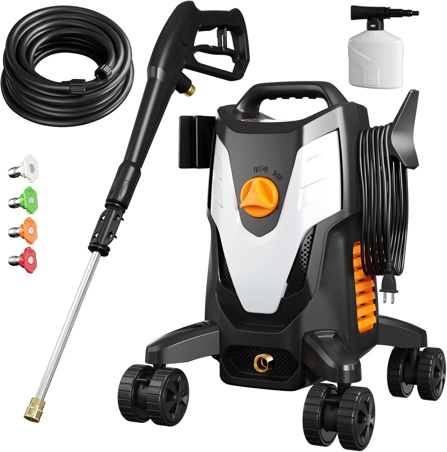 

4500PSI 2.8 GPM Electric Pressure Washer with Anti-Tipping, 4 Nozzles, Stainless Steel Wand