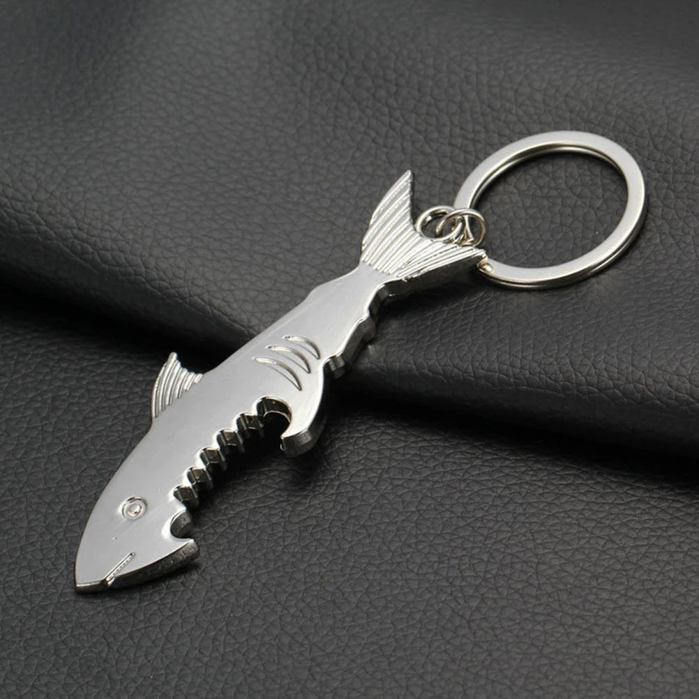 New#1PC 2 In 1 Metal Big Shark Beer Bottle Opener Keychain Keyring Keyfob Creative Gift