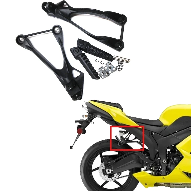 

Motorcycle Rear Passenger Foot Pegs Footpegs Footrest Bracket Kits Aluminum Alloy For Kawasaki ZX6R 2005-2007 2008 Left/Right